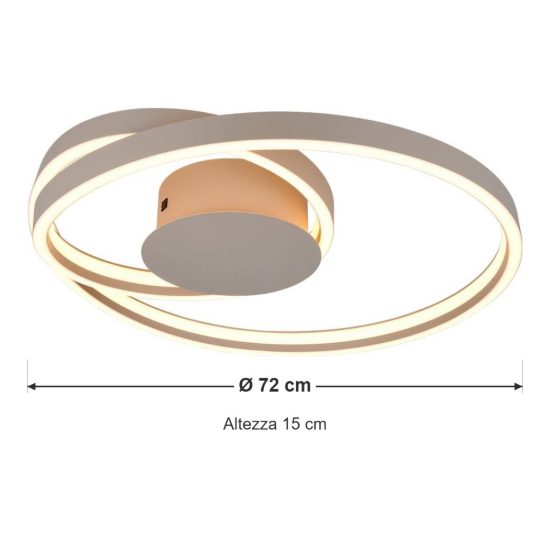 Plafoniera led 46w 2000k 4000k dimmerabile dim to warm per soggiorno a spirale tortora