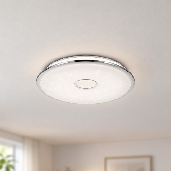 Plafoniera led 45w cct 3000k 5500k con telecomando per soggiorno effetto cielo stellato bianca