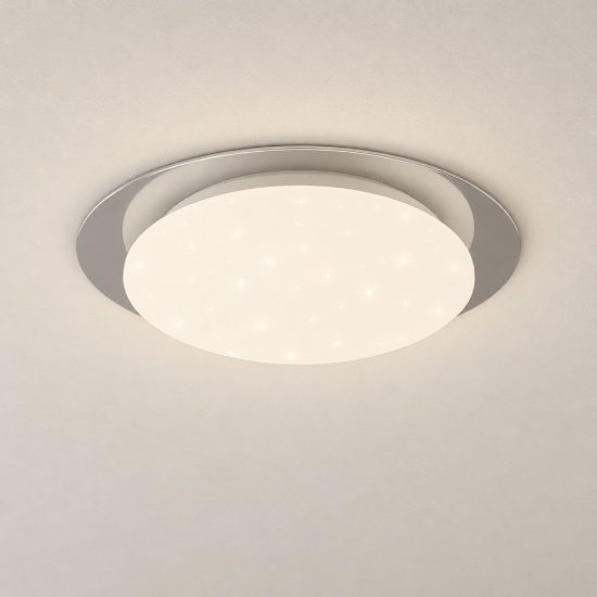 Plafoniera led 12w 4000k rgb con telecomando ip44 per bagno rotonda bianca effetto stellato