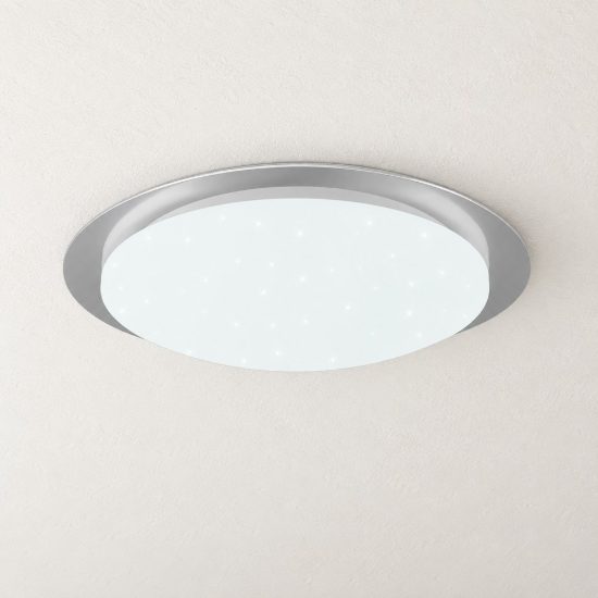 Plafoniera led 18,5w 4000k rgb con telecomando ip44 per bagno rotonda bianca effetto stellato