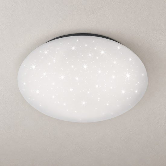 Plafoniera led 15w 4000k ip44 per bagno moderna rotonda bianca effetto cielo stellato