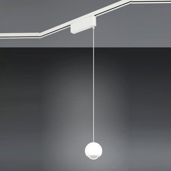Lampada a sospensione per binario bifase led 7w 2300k 3000k 4000k 10cm bianca con lente