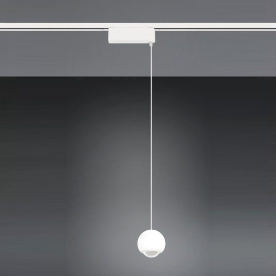 Lampada a sospensione per binario bifase led 7w 2300k 3000k 4000k 10cm bianca con lente