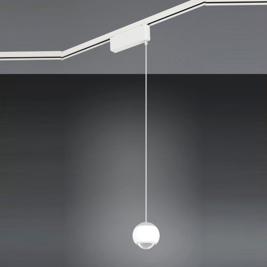 Lampada a sospensione per binario bifase led 7w 2300k 3000k 4000k 10cm bianca con lente