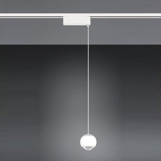 Lampada a sospensione per binario bifase led 7w 2300k 3000k 4000k 10cm bianca con lente