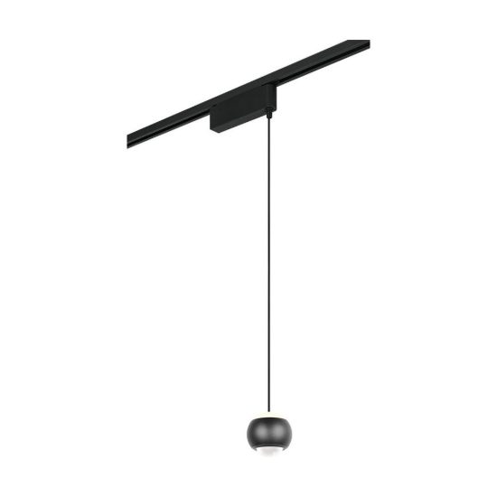 Lampada a sospensione per binario bifase led 7w 2300k 3000k 4000k 10cm nera con lente