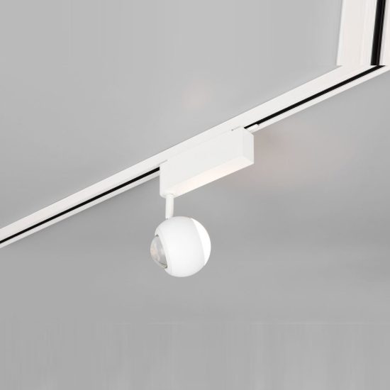 Faretto per binario bifase led 7w 2300k 3000k 4000k orientabile bianco con lente