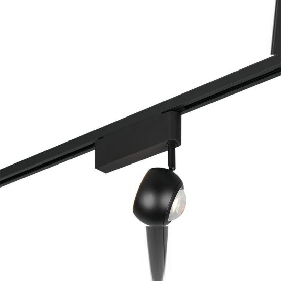 Faretto per binario bifase led 7w 2300k 3000k 4000k orientabile nero con lente