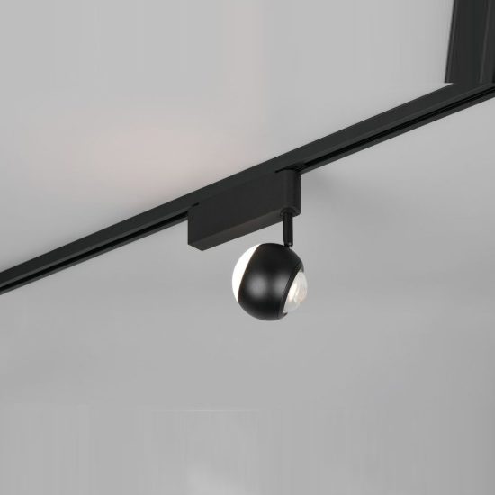 Faretto per binario bifase led 7w 2300k 3000k 4000k orientabile nero con lente