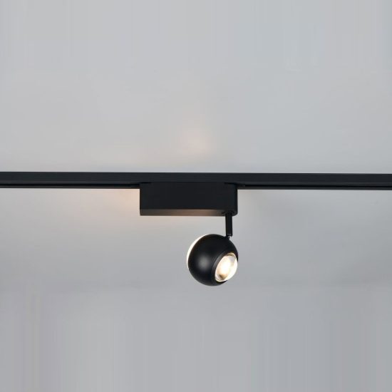 Faretto per binario bifase led 7w 2300k 3000k 4000k orientabile nero con lente