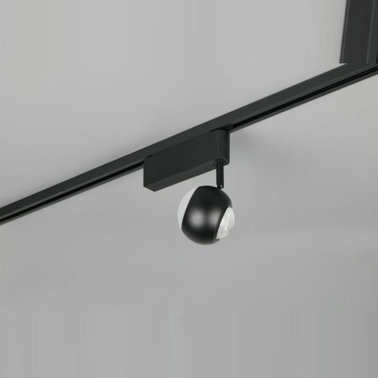 Faretto per binario bifase led 7w 2300k 3000k 4000k orientabile nero con lente