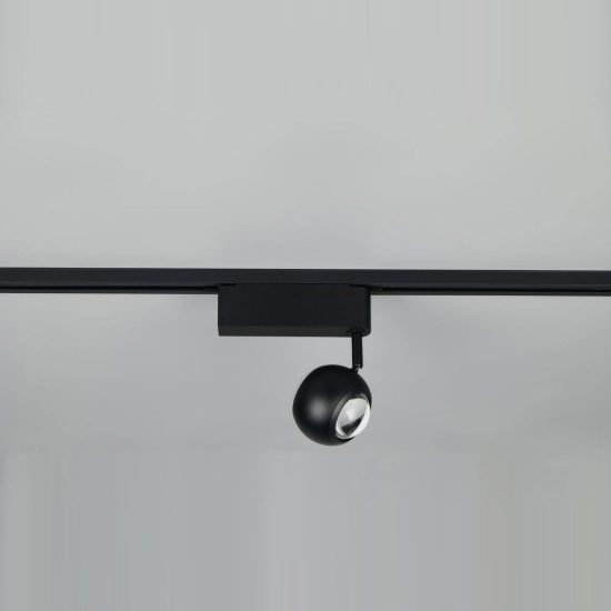 Faretto per binario bifase led 7w 2300k 3000k 4000k orientabile nero con lente