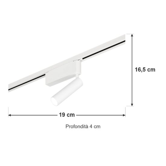 Faretto per binario bifase led 5w 2300k 3000k 4000k orientabile bianco