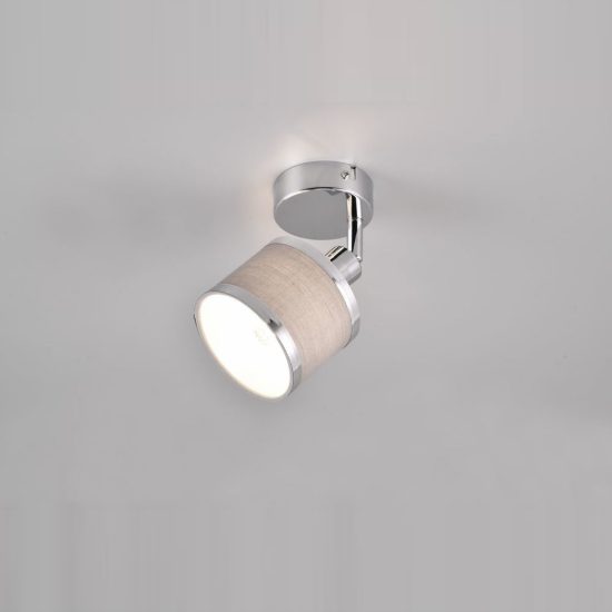 Faretto da soffitto per soggiorno moderno cromo con paralume in tessuto grigio