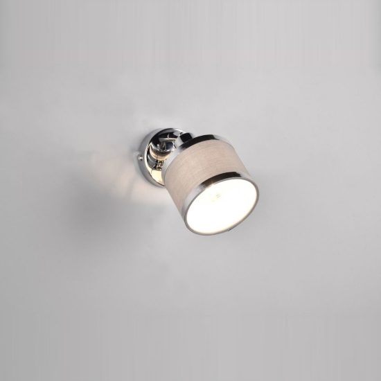 Faretto da soffitto per soggiorno moderno cromo con paralume in tessuto grigio