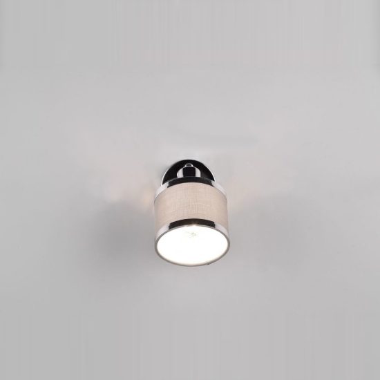 Faretto da soffitto per soggiorno moderno cromo con paralume in tessuto grigio