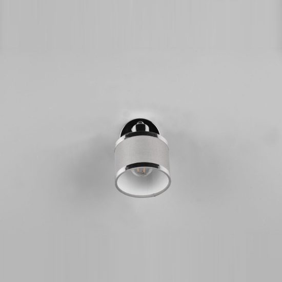 Faretto da soffitto per soggiorno moderno cromo con paralume in tessuto grigio