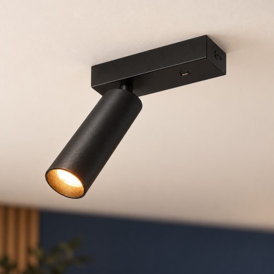 Faretto da soffitto per soggiorno led 5,5w cct 2300k 3000k 4000k orientabile moderno nero