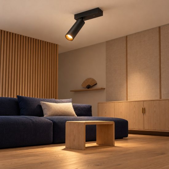 Faretto da soffitto per soggiorno led 5,5w cct 2300k 3000k 4000k orientabile moderno nero