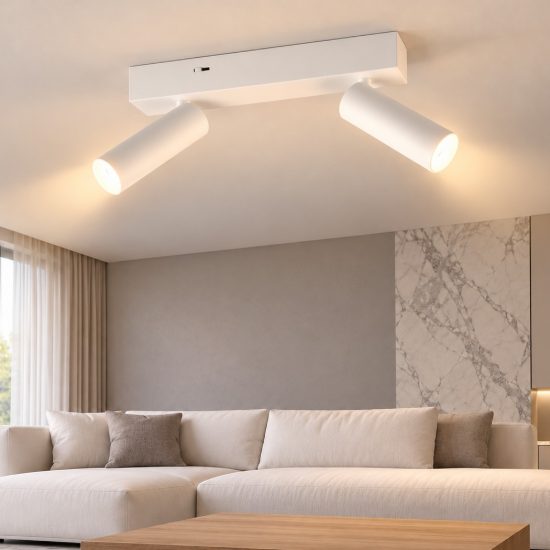 Plafoniera con 2 faretti led 11w 2300k 3000k 4000k orientabili moderna bianca