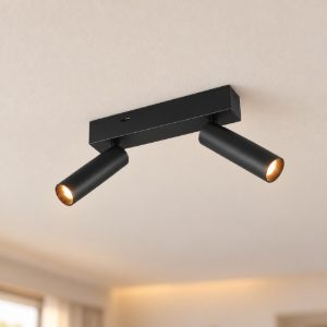 Plafoniera con 2 faretti led 11w 2300k 3000k 4000k orientabili moderna nera