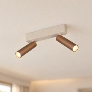 Plafoniera con 2 faretti led 11w 2300k 3000k 4000k orientabili moderna grigio caldo caffe