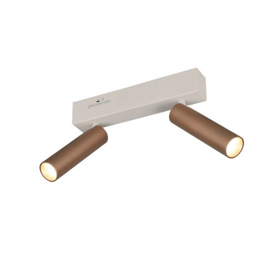 Plafoniera con 2 faretti led 11w 2300k 3000k 4000k orientabili moderna grigio caldo caffe