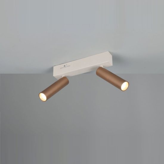 Plafoniera con 2 faretti led 11w 2300k 3000k 4000k orientabili moderna grigio caldo caffe