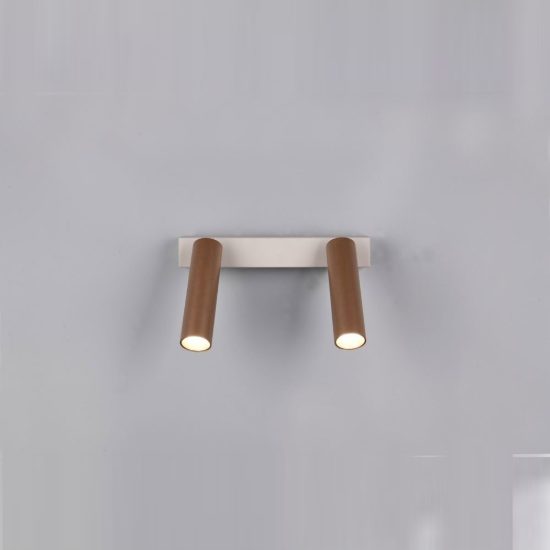 Plafoniera con 2 faretti led 11w 2300k 3000k 4000k orientabili moderna grigio caldo caffe