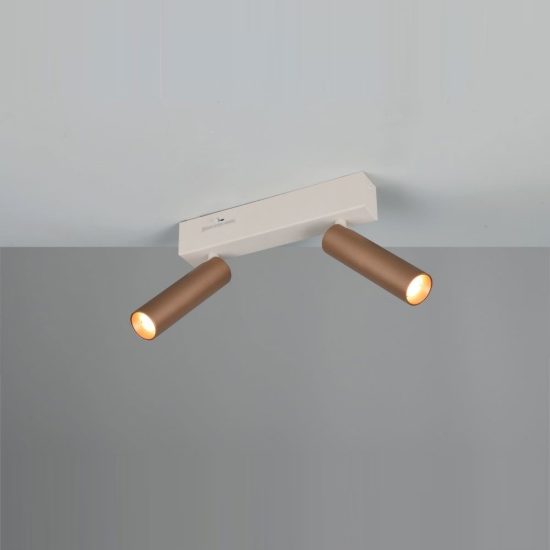 Plafoniera con 2 faretti led 11w 2300k 3000k 4000k orientabili moderna grigio caldo caffe