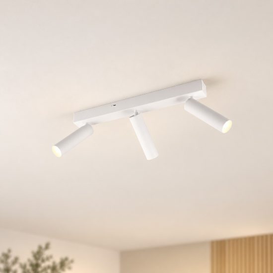 Plafoniera con 3 faretti led 16,5w 2300k 3000k 4000k orientabili moderna bianca