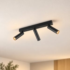 Plafoniera con 3 faretti led 16,5w 2300k 3000k 4000k orientabili moderna nera