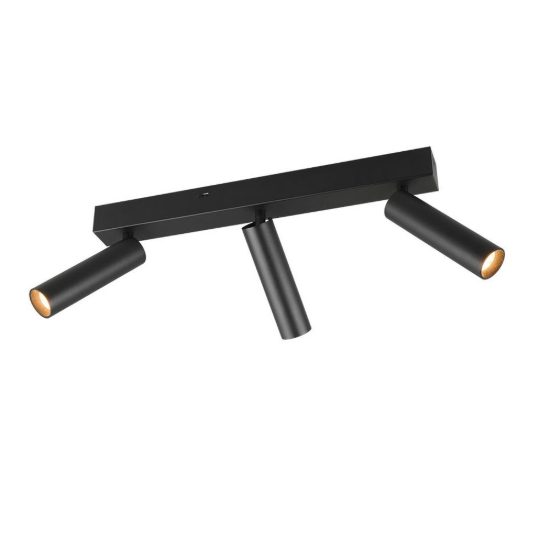 Plafoniera con 3 faretti led 16,5w 2300k 3000k 4000k orientabili moderna nera