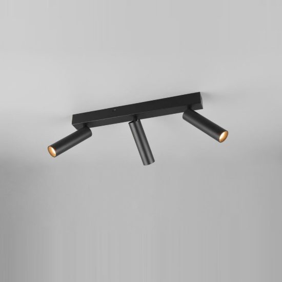 Plafoniera con 3 faretti led 16,5w 2300k 3000k 4000k orientabili moderna nera