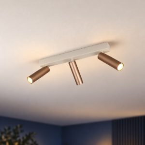 Plafoniera con 3 faretti led 16,5w 2300k 3000k 4000k orientabili moderna grigio caldo caffe