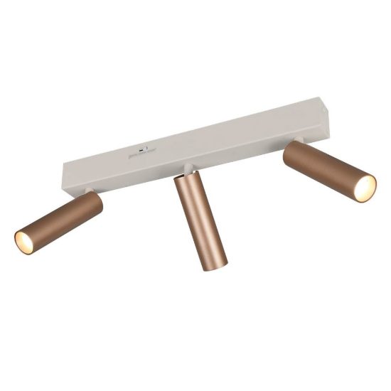 Plafoniera con 3 faretti led 16,5w 2300k 3000k 4000k orientabili moderna grigio caldo caffe