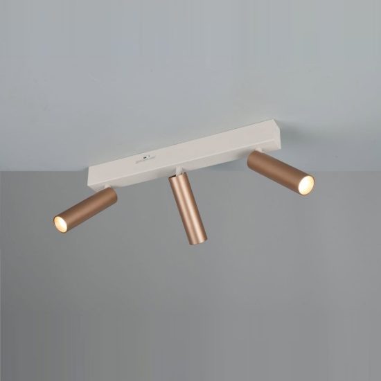 Plafoniera con 3 faretti led 16,5w 2300k 3000k 4000k orientabili moderna grigio caldo caffe
