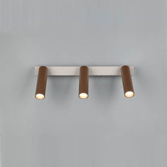 Plafoniera con 3 faretti led 16,5w 2300k 3000k 4000k orientabili moderna grigio caldo caffe