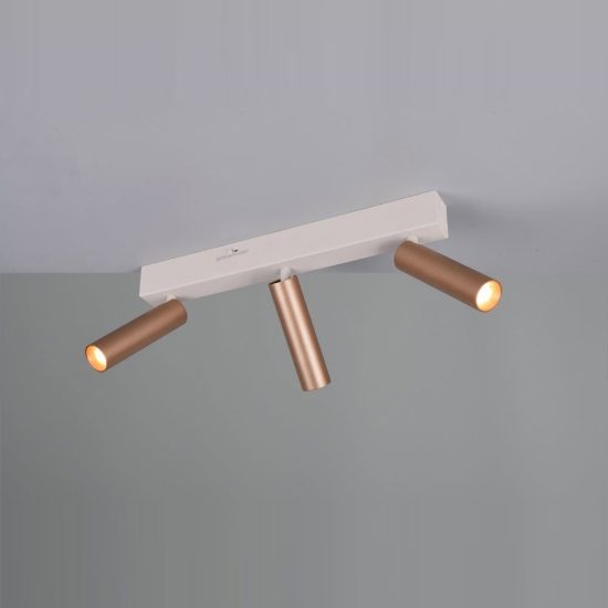 Plafoniera con 3 faretti led 16,5w 2300k 3000k 4000k orientabili moderna grigio caldo caffe