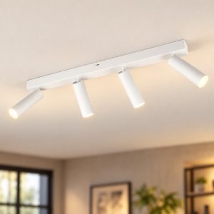 Plafoniera con 4 faretti led 22w 2300k 3000k 4000k orientabili moderna bianca