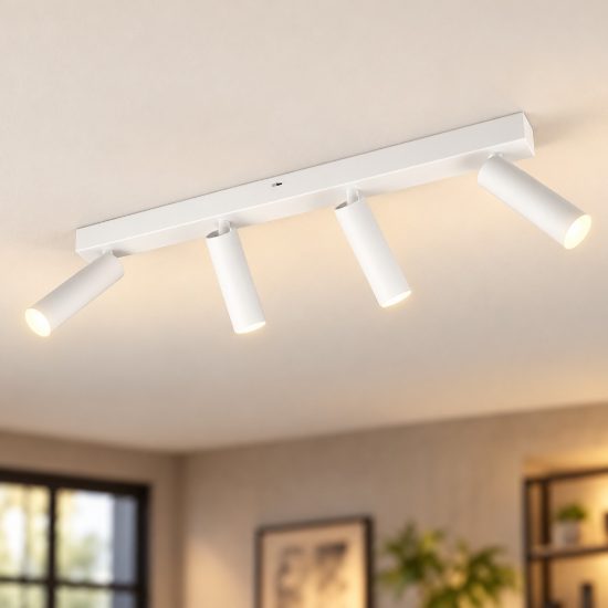 Plafoniera con 4 faretti led 22w 2300k 3000k 4000k orientabili moderna bianca