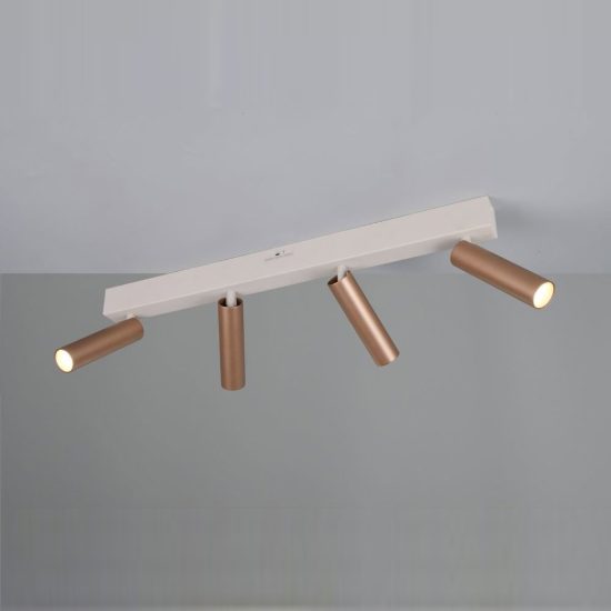 Plafoniera con 4 faretti led 22w 2300k 3000k 4000k orientabili moderna grigio caldo caffe