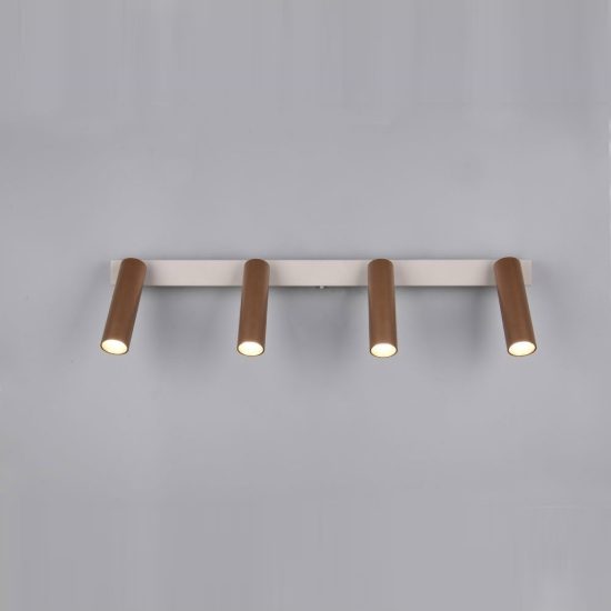 Plafoniera con 4 faretti led 22w 2300k 3000k 4000k orientabili moderna grigio caldo caffe