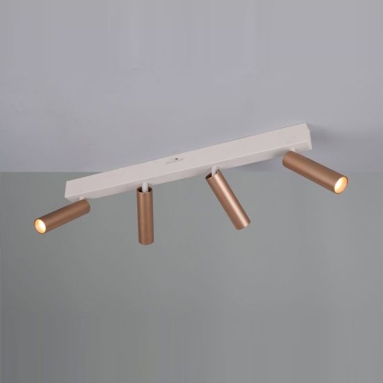 Plafoniera con 4 faretti led 22w 2300k 3000k 4000k orientabili moderna grigio caldo caffe