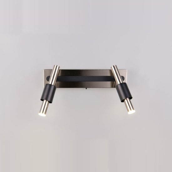 Plafoniera con 2 faretti led 9w 2300k 3000k 4000k orientabili moderna nichel opaco nera