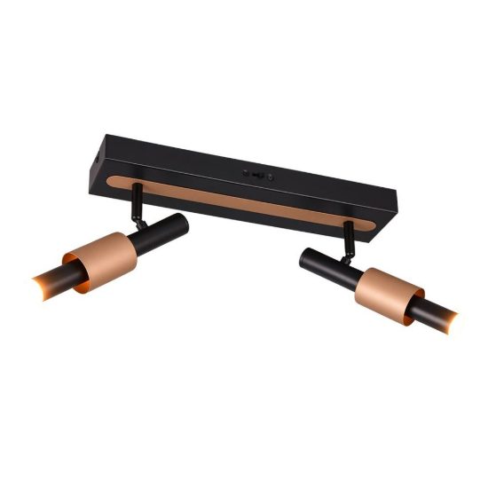 Plafoniera con 2 faretti led 9w cct 2300k 3000k 4000k orientabili moderna nera caffe