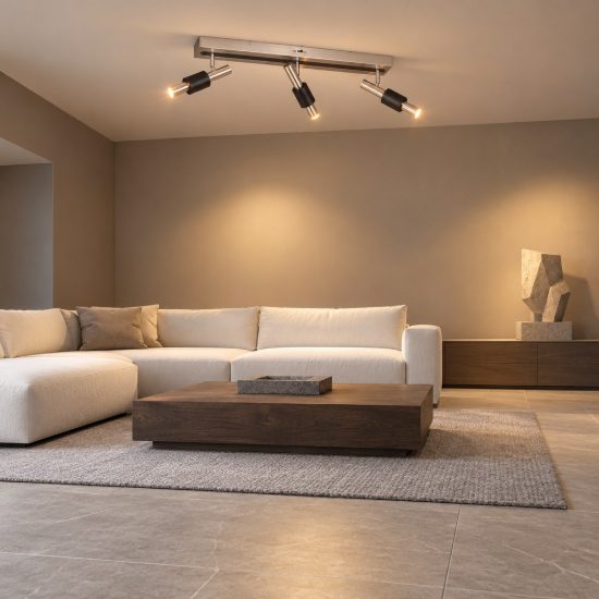 Plafoniera con 3 faretti led 13,5w cct 2300k 3000k 4000k orientabili moderna nichel opaco nera