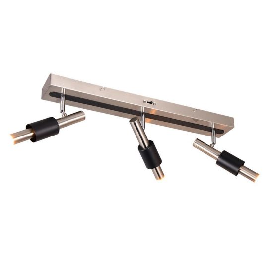 Plafoniera con 3 faretti led 13,5w cct 2300k 3000k 4000k orientabili moderna nichel opaco nera