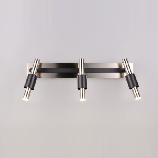 Plafoniera con 3 faretti led 13,5w cct 2300k 3000k 4000k orientabili moderna nichel opaco nera