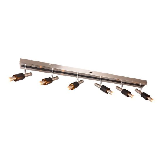 Plafoniera con 6 faretti led 27w 2300k 3000k 4000k orientabili moderna nichel opaco nera